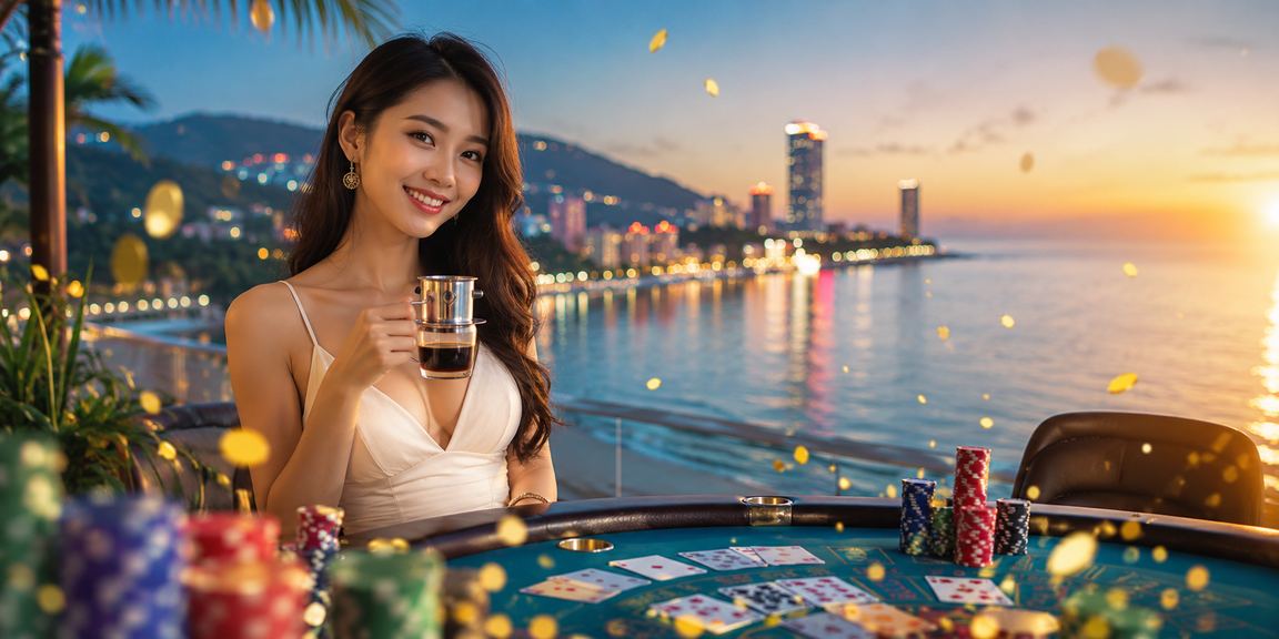 Người chơi baccarat trực tuyến tại Phú Quốc thư giãn bên ly cà phê buổi sáng